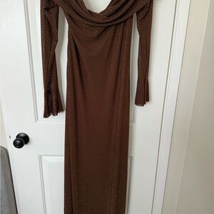Meshki Marcel Elegant Brown Long Sleeve Dress